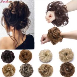 Chignon BENEHAIR Synthetic Messy Bun Scrunchy Hair Bun Fake Hair Women Chignon Elastic Hair Band Hairpieces For WomenUpdo Donut Chignon