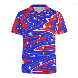 Men's Polos Retro Coloured Graffiti 3D Print Polo Shirt For Men Kids USA Flag Graphics Short Sleeves Tees Streetwear Y2k Button Shirts