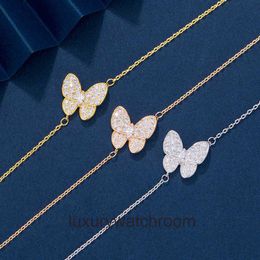 Wysokiej klasy bransoletki biżuterii do Vancleff Womens v Gold Precision Butterfly Bransoletka Modna pełna diamentowej wróżki pełna słodyczy Mała bajkowa lekka luksus 1: 1