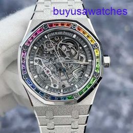 AP Calendar Wrist Watch Royal Oak Series 15412BC Frost Gold Original Diamond Rainbow Double Swivel Automatic Mechanical Mens Watch 41mm