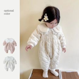 One-Pieces Winter Lace Princess Baby Cute Rompers Clothing Girls Thicken Warm Romper Autumn Infant Jumpsuits Clothes 018M