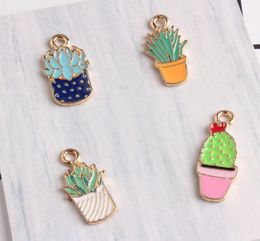 100PCsLot Kawaii multicapacity process Pendant Charms Cute Plant Enamel Oil Drop Metal Bracelet Necklace Alloy Charm3241295