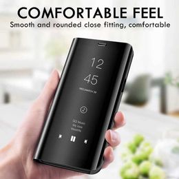 Cell Phone Cases Smart Mirror Flip Phone Case For Samsung Galaxy A04 A05 A05S A14 A15 A22 A23 A24 A32 A33 A34 A35 A52 A53 A54 A55 5G Back Cover 240423