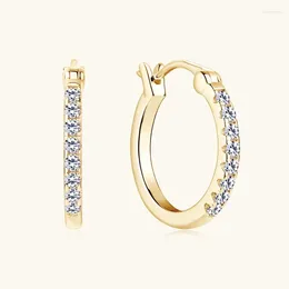 Hoop Earrings Na 18k Gold Plated Mossanite Stone S925 Sterling Silver Minimalist Huggies Women Fine Jewelry Drop