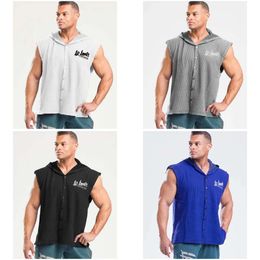 Muscle Men Hoodie Bodybuilding Workout Gym Cotton Fiess Sleeveless Shirts 201020