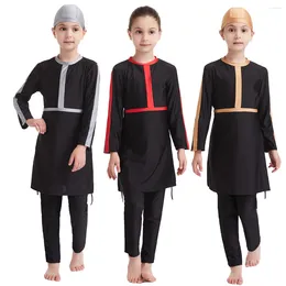 Ethnic Clothing 3PCS Muslim Girls Kids Burkini Full Cover Conservative Arabian Swimwear Modest Islamic Bathing Suit Beachwear Swimming