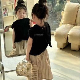 Clothing Sets 23pc Baby Set Children Clothes Girls Shirt or Pant 2023 Summer Korean Fashionable Lace Sleeveless Girls Shirts or Striped Pant