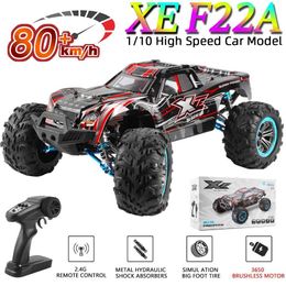 Electric/RC Car XLF F22A F21A 1 10 80KM/H RC Car 4WD 2.4G Brushless All Metal Undercarriage Remote Control High Speed Drift Monster Truck Toys 240424