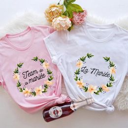 Women's T Shirts French Girls Bachelorette Hen Party Evjf Tops Team Bride T-Shirt Casual Short Sleeved Flower Graphic Tees Bridal Wedding