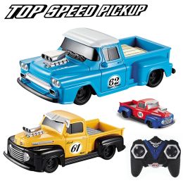 Cars Retro Chevy Ford RC Car Toys 1/24 Pickup Model 4 Channel Radio Remote Control Vehicle Flashing Light Top Speed Car Birthday Gift