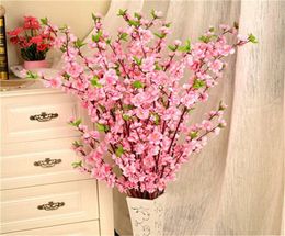 20pcs 65cm Artificial Flowers Peach Blossom Simulation Flower For Wedding Decoration fake Flowers Home Decor9587225