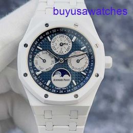 AP Calendar Wrist Watch Royal Oak Series 26579CB White Ceramic Calendar Function Automatic Mechanical Mens Watch 41mm