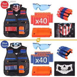 Gun Toys Kids Tactical Vest Kit Nerf Guns Series Refill Darts Reload Clips Tactical Mask Wrist Band and Protective Glasses Nerf Vest ToysL2404