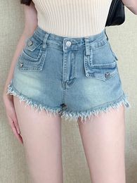 Women's Jeans Retro High Waisted A-Line Ruffled Fringe Denim Pants For 2024 Summer Fashion Clothing