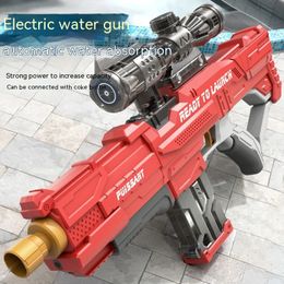 Fully Automatic Water Gun Toy Electric Continuous Fire Water Absorbing Outdoor Brach Battle Party Large Capacity Water Gun 240417