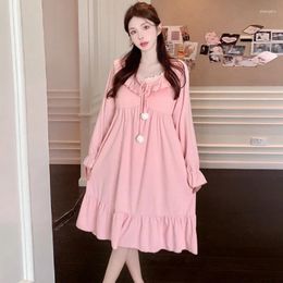 Women's Sleepwear 2024 Winter Long Sleeve Cute Princess Sexy Lace V-neck Warm Velvet Nightgowns For Women French Night Dress Nightdress