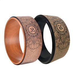 High Quality Natural Cork Yoga Wheel Fitness Hollow Improve Back Bending Stretch Pilates Circle Accessories 240415