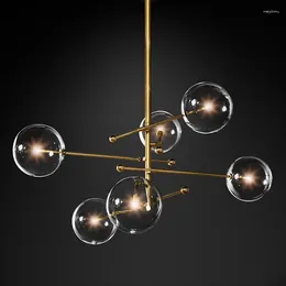 Chandeliers Nordic Glass Ball Black Gold For Living Dining Room Bedroom Restaurant Pendant Lighting Home Decor Lustre Fixture