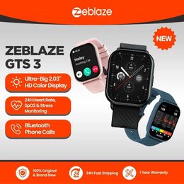 Wristwatches New Zeblaze GTS 3 Voice Calling Smart Watch Ultra-big 2.03 HD Screen 24H Health Monitor 100+ Sport Modes 200+ Watch Faces 240423