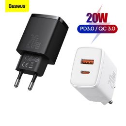 Chargers Baseus PD 20W USB Type C Charger For iPhone 13 12 Pro Max Xiaomi Fast Charging QC 3.0 USB C Portable Travel Wall Charger Adapter