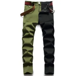 Jeans maschi maschi maschi cuciture magri cargos maschi neri slim fit pantaloni in jeans y2k streetwear jean goth pantaloni pantalon homme