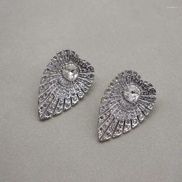 Stud Earrings Medieval Vintage Leaf White Sparkling Zircon Plant Exaggeration HEART Baroque For Women