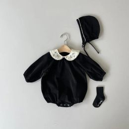 One-Pieces 1487B Newborn Clothes Baby Girl Corduroy Bodysuit Spring 2022 Embroidery Collar Toddler Climbing Suit Boy One Piece Clothes
