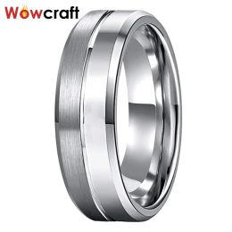 Bands 6mm Cool Design Wedding Band Tungsten Carbide Ring Bevelled Edges Polished Brushed Half Comfort Fit Wear