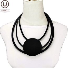 Necklaces UKEBAY New Choker Necklaces Rubber Necklace Women Round Pendant Necklaces Gothic Sweater Chains Ethnic Jewellery Wholesale Collars