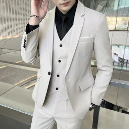 Suits Men's Wear (suit + Vest + Trousers) Fine Men's Business Casual Korean Version of Best Man Dress Groom Wedding Threepiece Set