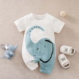 One-Pieces Baby Boys girls Romper Newborn 018 months White Lovely Elephant Short Sleeves Bodysuit Fashion Infant Summer Casual Jumpsuit