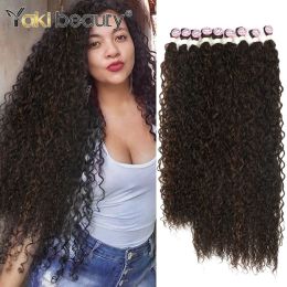 Pack Pack Pack Synthetic Kinky Curly Hair Bundles Ombre Color Organic Fiber Hair 80/85/90CM Super Long Jerry Curl Weave 3/6/9/12P