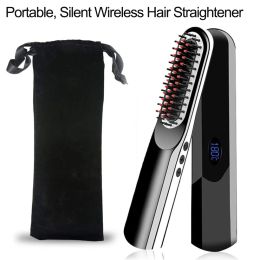 Irons Cordless Hair Straightener Brush Comb Hair Straightening Ceramic Heat Hair Curler Electric Straightener Hair Care Styling Tools