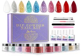 Nail Art Kits Aubss Dip Powder Kit Gel Polish Set 10 Colours Neutral Skin Tone Home DIY Dipping Manicure9085409