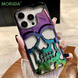 Cell Phone Cases 3D Skull Ghostface Phone Case for iPhone 14 15 ProMax 11 12 13 Pro Max Plus Fashion Hollow Heat Dissipation Plating Slim Cover d240424