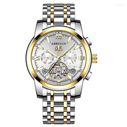 Wristwatches Abbylun 8051 Men's Mechanical Watch Automatic Multi-function Calendar Display Dial Date Waterproof Wristwatch For Male