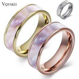 Bands Two Color Fashion 316L Stainless steel jewelry Ring Natural Shell Wedding Rings for Women