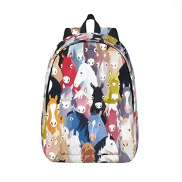 Backpack Pony Pattern Colourful Cartoon Horses Unisex Travel Bag Schoolbag Bookbag Mochila