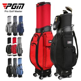 Bags PGM Golf Standard Bag Wheel Golf Caddy Viation Bag Men Bracket Ball Package Pulley Double Ball Cap with Rain Cover QB061