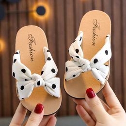 Slipper Summer Kids Girls Slippers Fashion Bohemian Dots Girls Princess Shoes Baby Girl Beach Shoes Flat Heel Sandals Size 24-34L2404