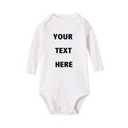 One-Pieces YOUR TEXT HERE Baby Romper Customise Newborn Baby Boy Girl Onesie Cotton Long Sleeve Infant Baby Winter Clothes