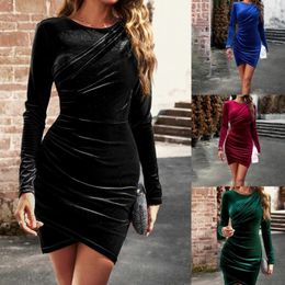 Casual Dresses Stylish Long Sleeve Mini Dress With Neck Ruched Bodycon Short Perfect For Clubbing And Cocktail Parties Dropship