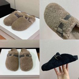 Half Platform Slippers Wool Buckle Holiday Beach Flat Summer Casual Comfort Party Walking Shoes Women