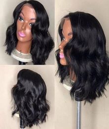 Short Lace Front Human Hair Wigs Brazilian Remy Hair Natural Wave Bob Wig with Pre Plucked Hairline Lace Wig For Black Women2123789