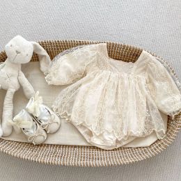 One-Pieces 7006 2023 Autumn Lace Romper Longsleeve Princess Baby Girls Clothes Newborn Infant 06m Romper