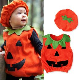 One-Pieces Baby Costume Kids Pumpkin Romper with Hat Boys Girls Cosplay OnePiece Infant Summer Casual Onesie Halloween Jumpsuit 05 Years