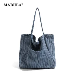 Evening Bags MABULA Summer Trend Denim Women's Shoulder Bag Designer Eco Friendly Reusable Student Handbag Large Capacity Daily Shopping
