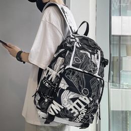 Backpack Harajuku Girl Male School Bag Female Graffiti Print Men Women Book Boy Nylon Ladies Laptop Student