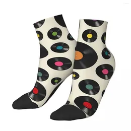 Men's Socks Funny Ankle Vinyl Record Retro Music Notes Hip Hop Crazy Crew Sock Gift Pattern Printed