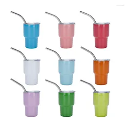 Water Bottles 3oz Sublimation Tumble Whiskey Wine Glass Stainless Steel Vacuum Insulation Cup Car MIni Coffee With Straw Party Gift